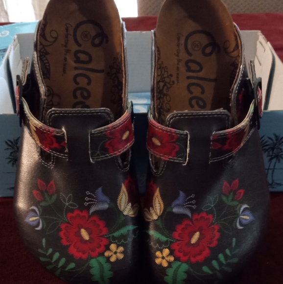 Calceo- Multi-colored flower print painted leather- size 36 New boxed - Picture 2 of 9